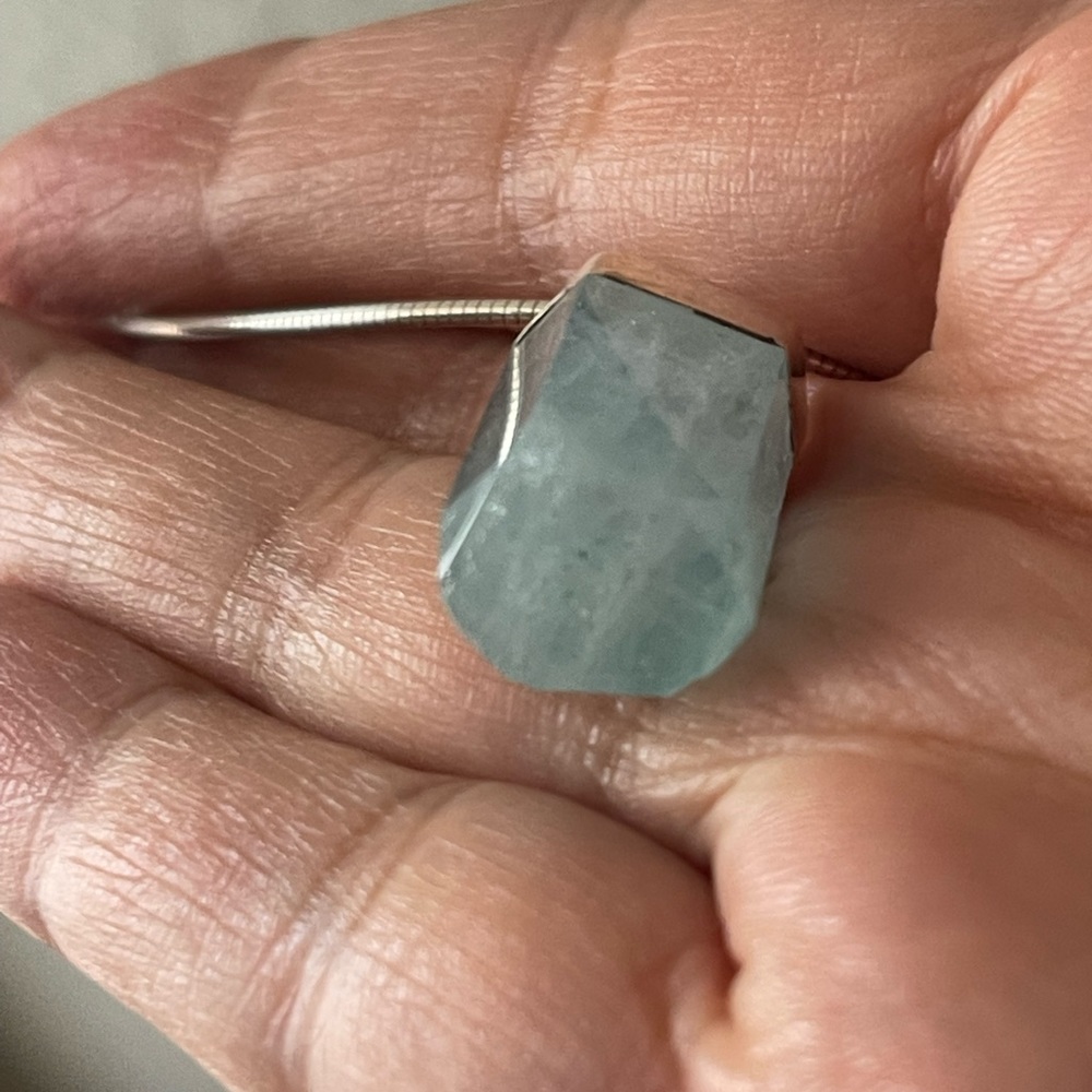 Huge 36 carat raw aquamarine solid sterling silver pendant 925 Italy solid chain - Picture 8 of 10